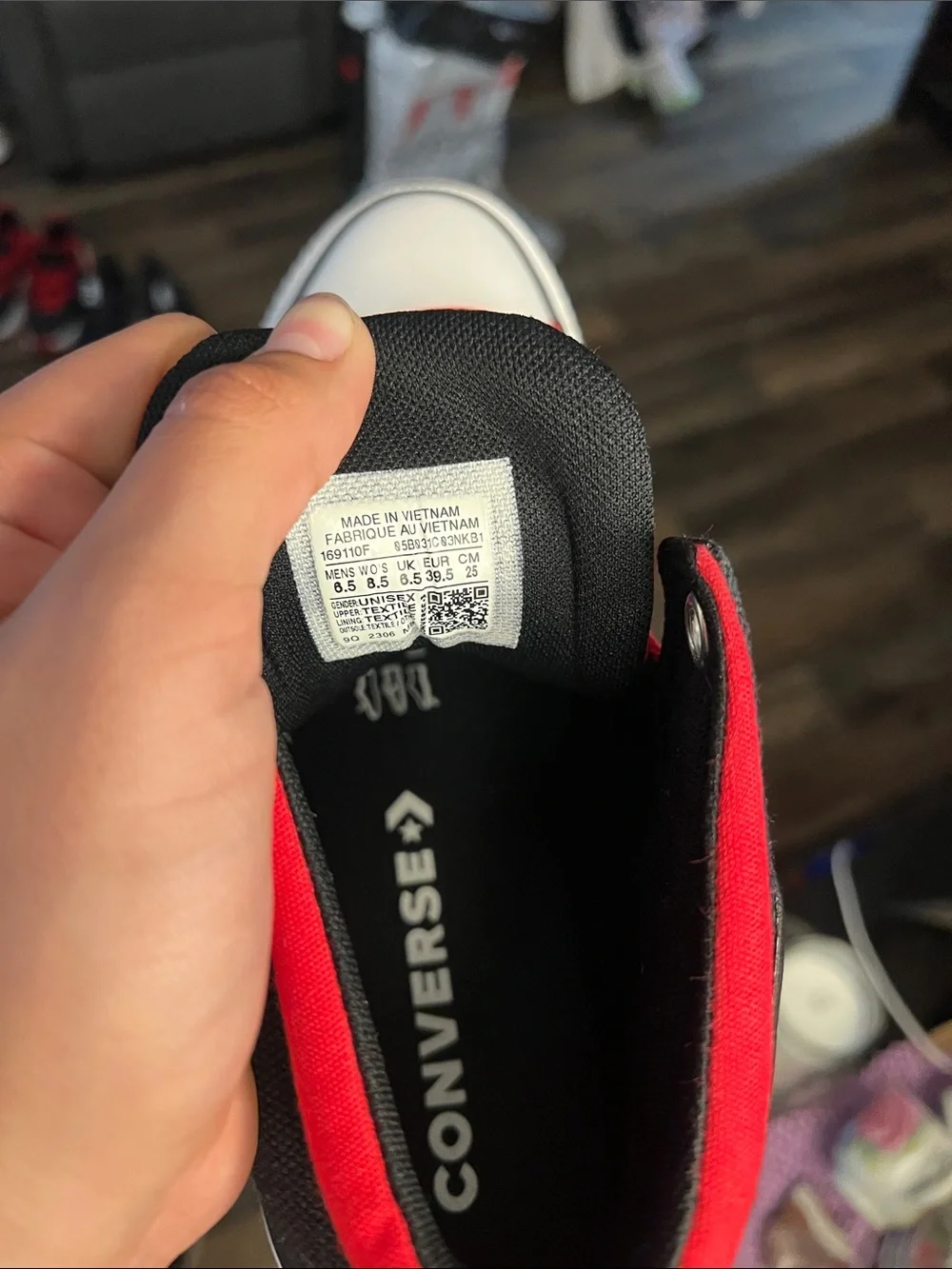 Converse Red and Black Canvas Mid-Top Sneakers - Picture 5 of 5